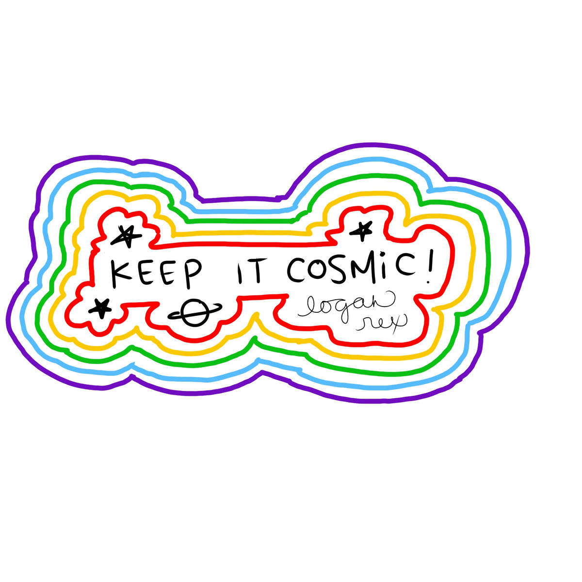 cosmic rainbow die-cut sticker